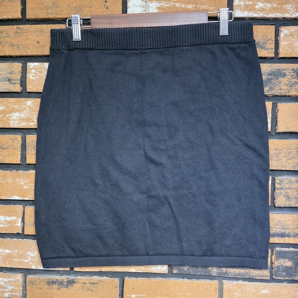 J. Jill Women's Small‎ Black Knit Mini Skirt Cotton Silk Blend Business Casual - Picture 2 of 6